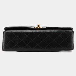 Pre Owned Chanel Black Medium Classic Lambskin Double Flap