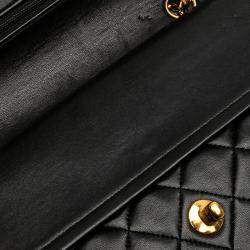 Pre Owned Chanel Black Medium Classic Lambskin Double Flap