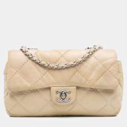 Pre Owned Chanel Gold CC Quilted Calfskin Ultimate Stitch Flap