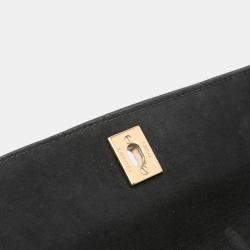Pre Owned Chanel Black CC Quilted Lambskin East West Straight Flap