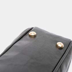 Pre Owned Chanel Black CC Quilted Lambskin East West Straight Flap
