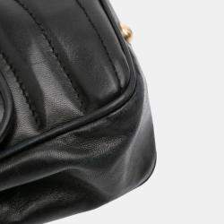 Pre Owned Chanel Black CC Quilted Lambskin East West Straight Flap