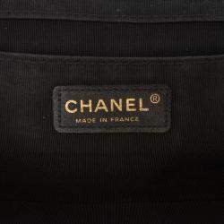 Pre Owned Chanel Black CC Quilted Lambskin East West Straight Flap