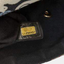 Pre Owned Chanel Black Medium Printed Canvas Animals Single Flap