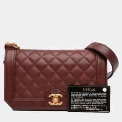 Pre Owned Chanel Burgundy Small CC Quilted Calfskin Single Flap