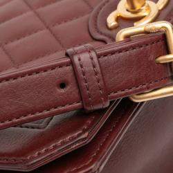 Pre Owned Chanel Burgundy Small CC Quilted Calfskin Single Flap