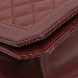 Pre Owned Chanel Burgundy Small CC Quilted Calfskin Single Flap