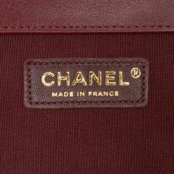 Pre Owned Chanel Burgundy Small CC Quilted Calfskin Single Flap