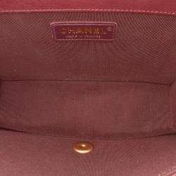 Pre Owned Chanel Burgundy Small CC Quilted Calfskin Single Flap