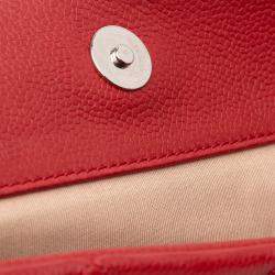 Pre Owned Chanel Red Quilted Caviar Expandable Zip Tote