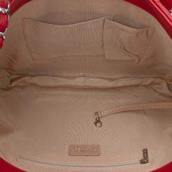Pre Owned Chanel Red Quilted Caviar Expandable Zip Tote
