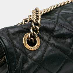 Pre Owned Chanel Black Large Quilted Iridescent Calfskin Shiva Flap