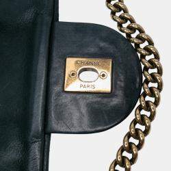 Pre Owned Chanel Black Large Quilted Iridescent Calfskin Shiva Flap