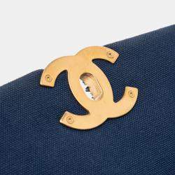 Pre Owned Chanel Blue Medium Canvas and Cotton 19 Flap