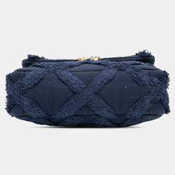 Pre Owned Chanel Blue Medium Canvas and Cotton 19 Flap