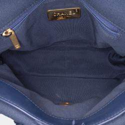 Pre Owned Chanel Blue Medium Canvas and Cotton 19 Flap