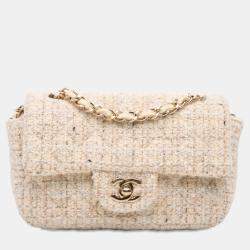 Pre Owned Chanel Brown Mini Rectangular Classic Tweed Single Flap