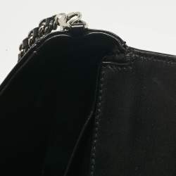 Pre Owned Chanel Black Patent Leather  Laser Cut Camellia East West Flap Bag