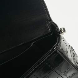 Pre Owned Chanel Black Patent Leather  Laser Cut Camellia East West Flap Bag