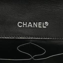 Pre Owned Chanel Black Patent Leather  Laser Cut Camellia East West Flap Bag