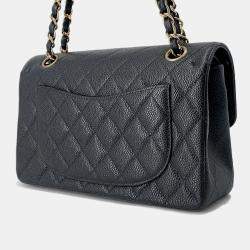 Pre Owned Chanel Matelasse W Flap W Black Caviar Leather Chain Shoulder Bag  23
