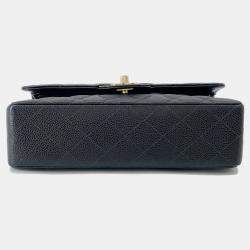 Pre Owned Chanel Matelasse W Flap W Black Caviar Leather Chain Shoulder Bag  23