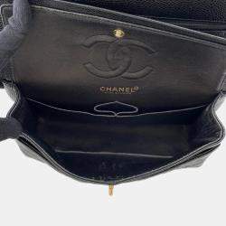 Pre Owned Chanel Matelasse W Flap W Black Caviar Leather Chain Shoulder Bag  23