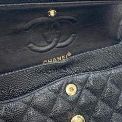 Pre Owned Chanel Matelasse W Flap W Black Caviar Leather Chain Shoulder Bag  23