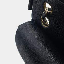 Pre Owned Chanel Matelasse W Flap W Black Caviar Leather Chain Shoulder Bag  23