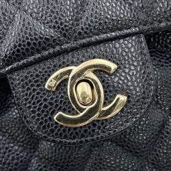 Pre Owned Chanel Matelasse W Flap W Black Caviar Leather Chain Shoulder Bag  23