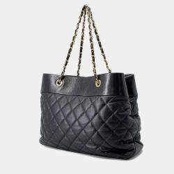 Pre Owned Chanel Matelasse Cc Logo Chain Tote Black Leather