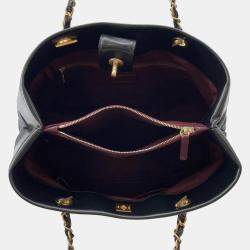 Pre Owned Chanel Matelasse Cc Logo Chain Tote Black Leather