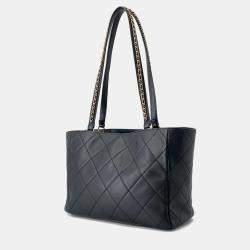 Pre Owned Chanel Matelasse  Black Calf Leather Tote