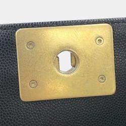 Pre Owned Chanel Boy Chanel Chain shoulder Bag Black Caviar Leather Size Small