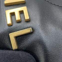 Pre Owned Chanel Chanel 22 Handbag Black Shiny Calf Leather Size Mini
