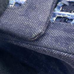 Pre Owned Chanel Matelasse W Flap Chain shoulder Navy Tweed Denim Leather