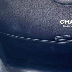 Pre Owned Chanel Matelasse W Flap Chain shoulder Navy Tweed Denim Leather