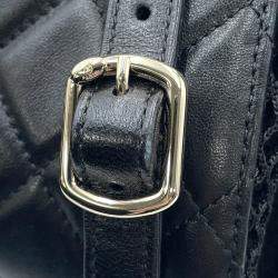 Pre Owned Chanel Backpack Black Mesh Shiny Lambskin