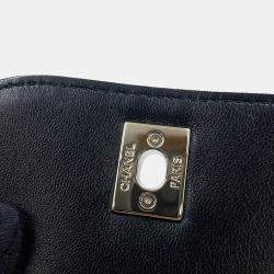 Pre Owned Chanel Backpack Black Mesh Shiny Lambskin