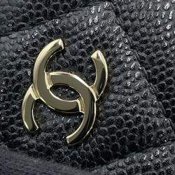 Pre Owned Chanel Matelasse Chain shoulder Bag Black Caviar Leather Size 20