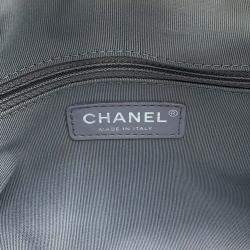 Pre Owned Chanel Luxury Line Chain shoulder Bag Light Gray Calf Leather