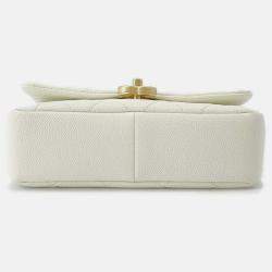 Pre Owned Chanel Matelasse Chain shoulder Bag White Caviar Leather