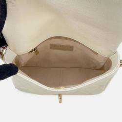 Pre Owned Chanel Matelasse Chain shoulder Bag White Caviar Leather