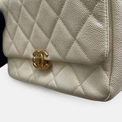 Pre Owned Chanel Matelasse Chain shoulder Bag White Caviar Leather