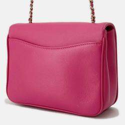Pre Owned Chanel Big CC Logo Chain shoulder Pink Leather