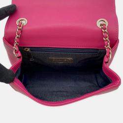 Pre Owned Chanel Big CC Logo Chain shoulder Pink Leather