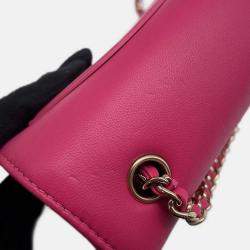 Pre Owned Chanel Big CC Logo Chain shoulder Pink Leather