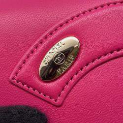 Pre Owned Chanel Big CC Logo Chain shoulder Pink Leather