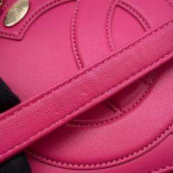 Pre Owned Chanel Big CC Logo Chain shoulder Pink Leather