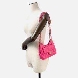 Pre Owned Chanel Matelasse Hobo Bag Pink Leather